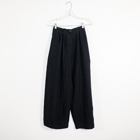 ANNTIAN Women's Linen Harem Pants in Black wide leg size Small - Picture 1 of 10